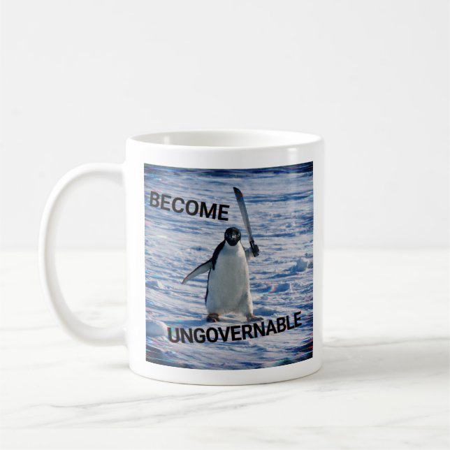Rolig Pingvin Meme Kaffemugg – “Bli Ogovernlig (Vänster)