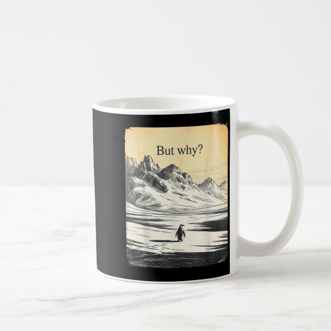 Rolig pingvin men varför meme men varför pingvin  kaffemugg (Höger)