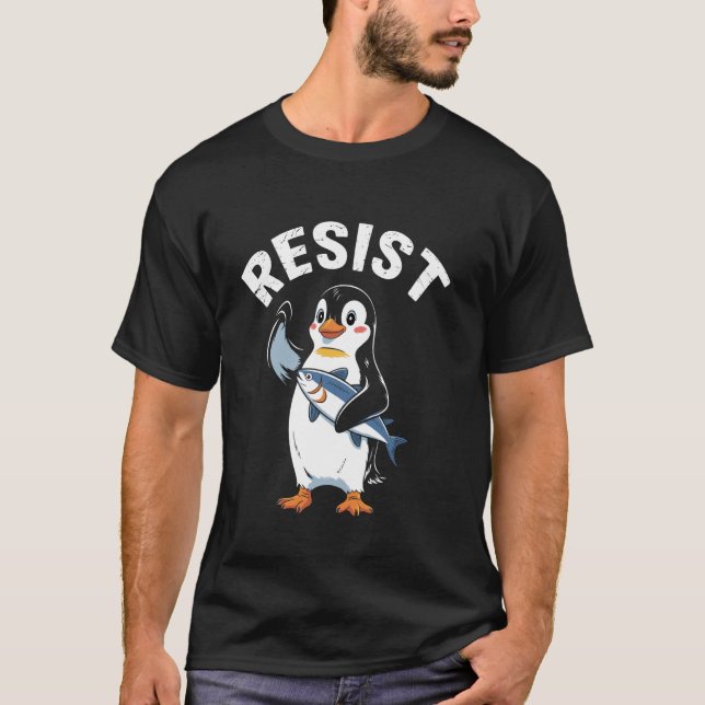Rolig pingvin motstår och pingviner protesterar t shirt (Framsida)