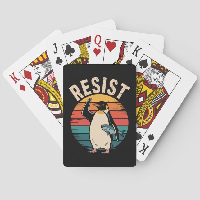 Rolig pingvin motstår protest mot tariffer  casinokort (Baksidan)
