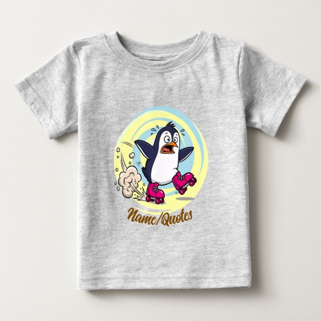 Rolig pingvin på rullskridskor t shirt (Framsida)