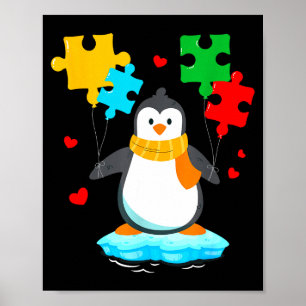 Rolig pingvin pussel autism medvetenhet månad barn poster