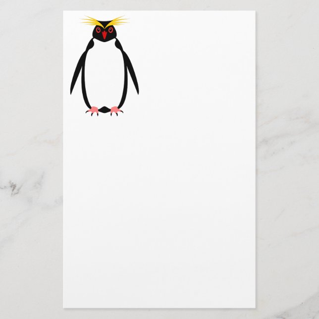Rolig pingvin rockhopper eller macaroni brevpapper (Framsida)