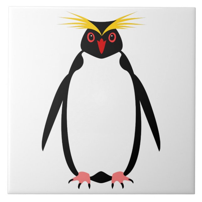 Rolig pingvin rockhopper eller macaroni kakelplatta (Framsidan)