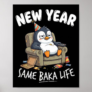 Rolig Pingvin Skämt Humor Citat Nytt År Samma Baka Poster