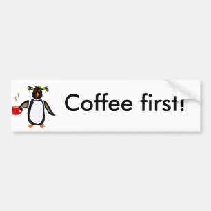 Rolig pingvin som dricker kaffe bildekal