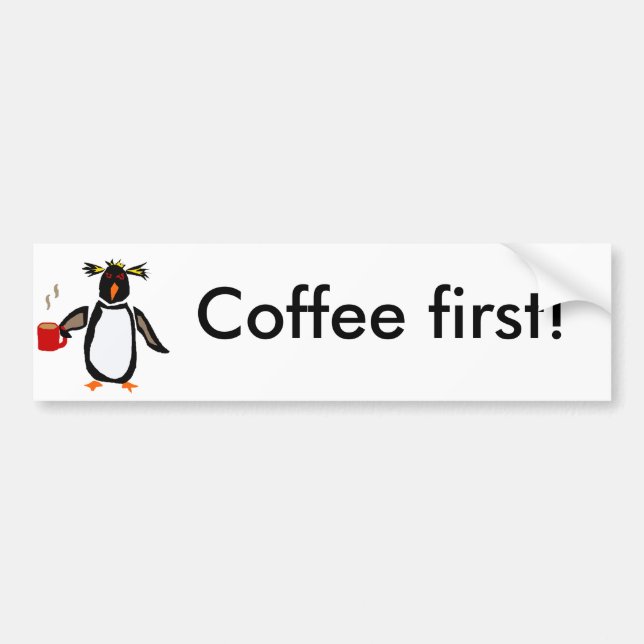 Rolig pingvin som dricker kaffe bildekal (Framsidan)
