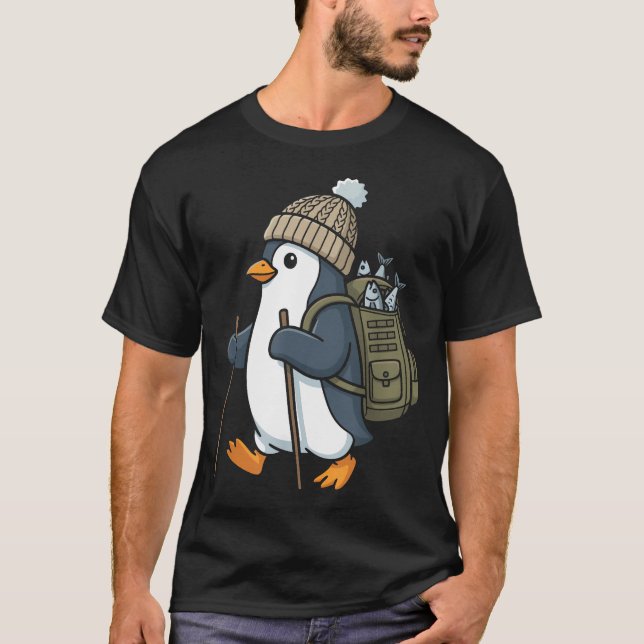 Rolig Pingvin Vandring Söt T Shirt (Framsida)