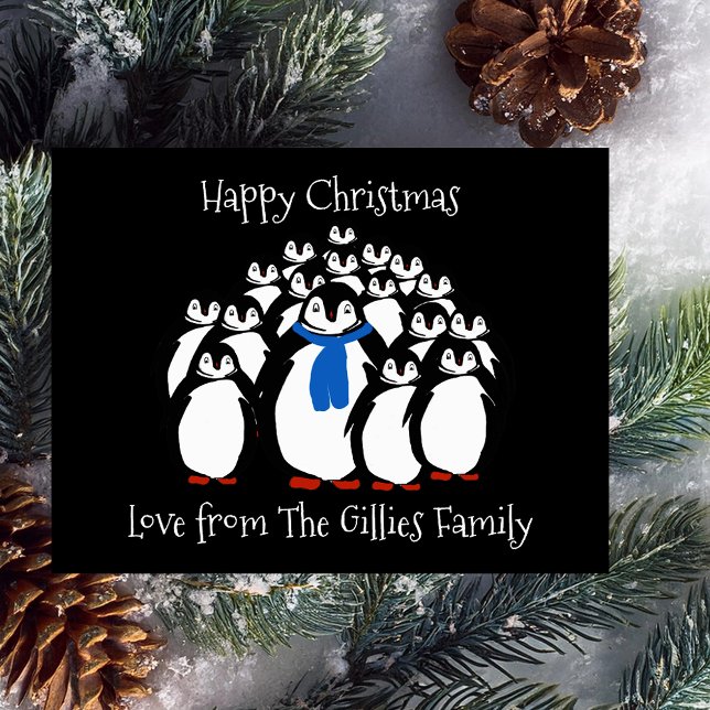 Rolig pingvinfamilj julkort helg vykort (Fun festive Christmas postcards❄️❄️❄️)