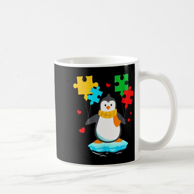 Rolig pingvins pussel autism medvetenhet månad bar kaffemugg (Höger)