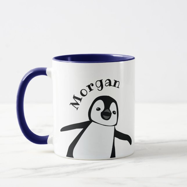 Rolig pingvinsnamnspersonaliserad mugg (Vänster)