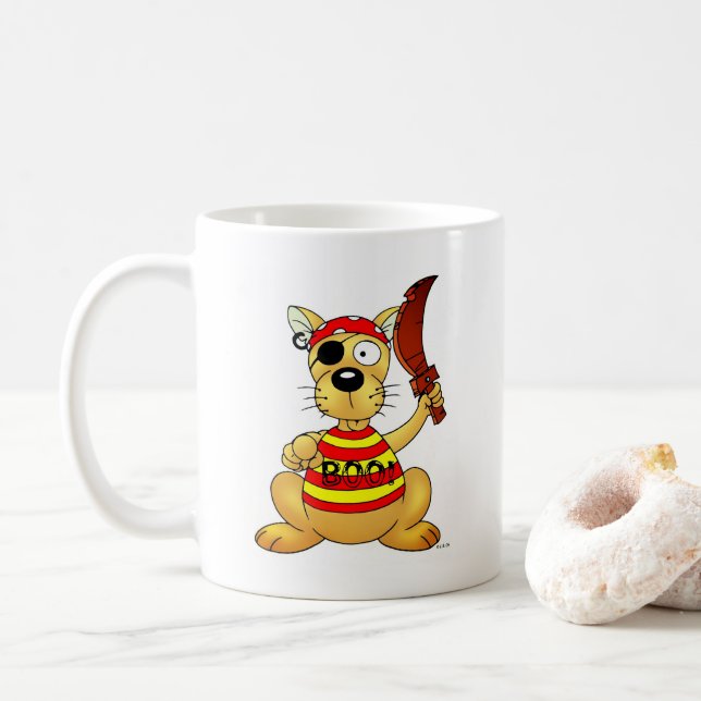 Rolig Pirat Hund med Leksvärd Kaffemugg (Med munk)