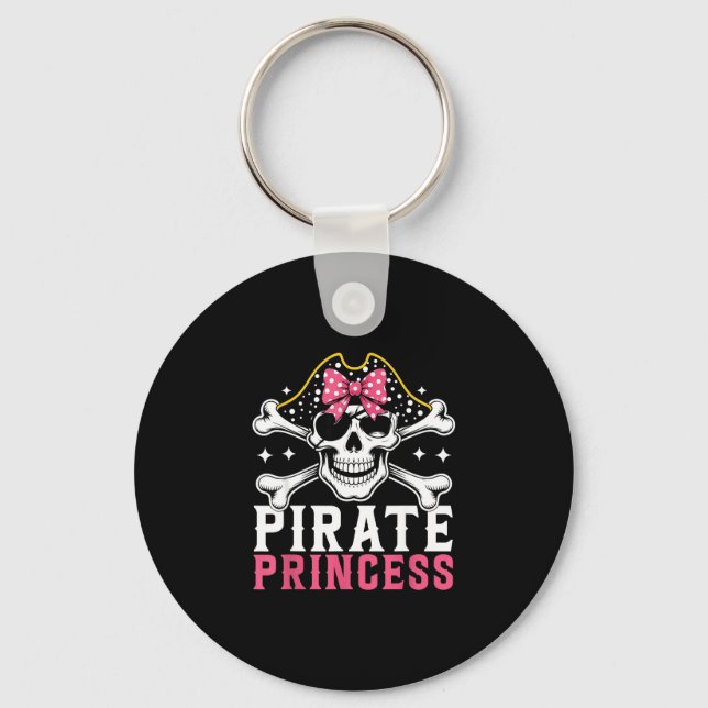 Rolig piratprinsessa kokett båge halloween nyckelring (Framsida)