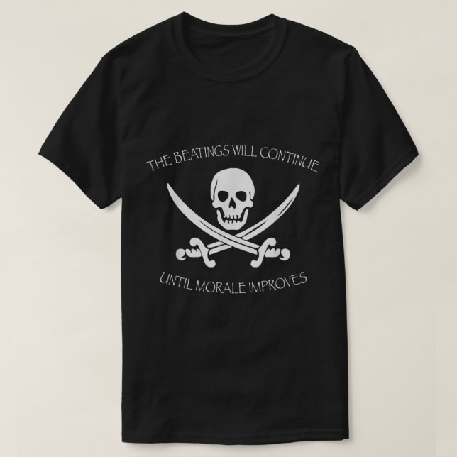Rolig Piratskalle och Svärd Design T Shirt (Design framsida)