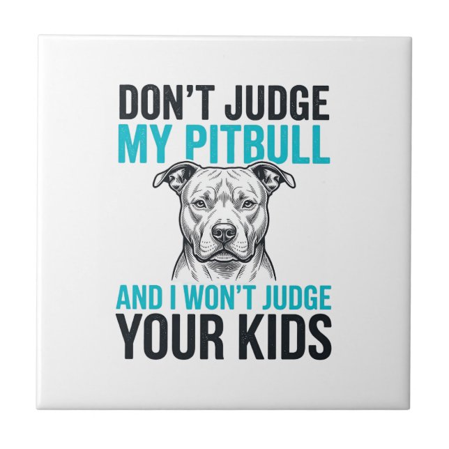 Rolig Pitbull-citat Vintage gravyr Hunddesign_1 Kakelplatta (Framsidan)