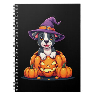 Rolig Pitbull Häxa Pumpa Hund Halloween Män Kvinna Anteckningsbok
