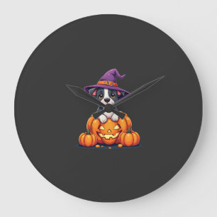 Rolig Pitbull Häxa Pumpa Hund Halloween Män Kvinno Stor Klocka
