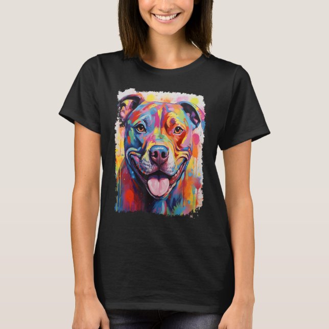 Rolig Pitbull Hund T Shirt (Framsida)