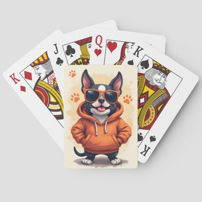 Rolig Pitbull Kawaii Hund Casinokort (Baksidan)