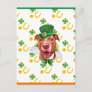 Rolig Pitbull Shamrock St. Patricks Day Helg Vykort