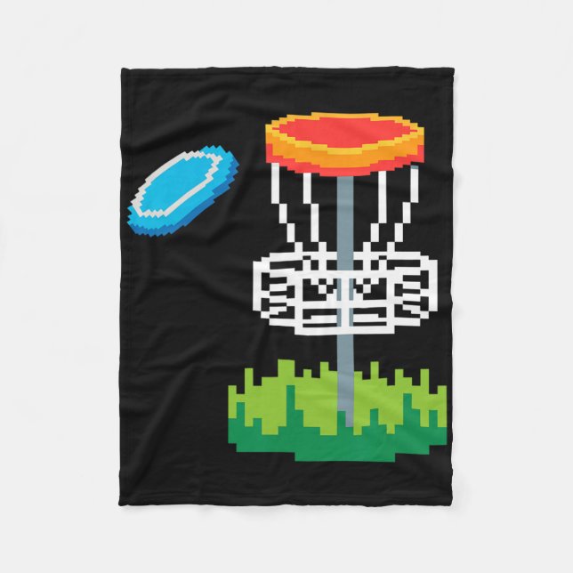 Rolig Pixel Discgolf Tee Spelare Sket Golfare Golf Fleecefilt (Framsidan)