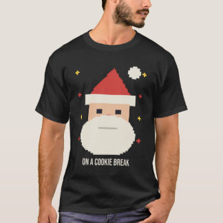 Rolig Pixel Jul T-Shirt med Tomte på Cookie-Paus