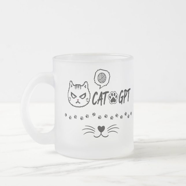 Rolig Pixel Katt / Rolig Katt Tech Citat CAT GPT A Frostad Glasmugg (Vänster)