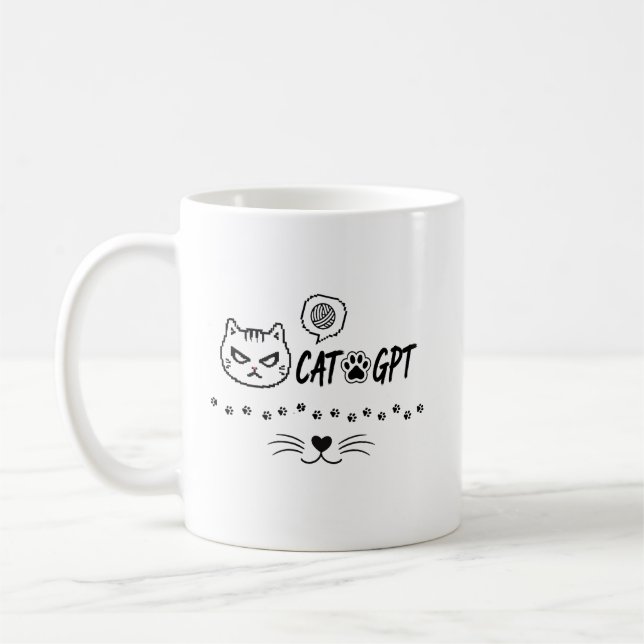 Rolig Pixel Katt / Rolig Katt Tech Citat CAT GPT A Kaffemugg (Vänster)