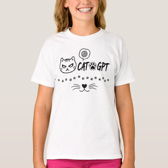 Rolig Pixel Katt / Rolig Katt Tech Citat CAT GPT A T Shirt (Framsida)