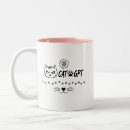 Rolig Pixel Katt / Rolig Katt Tech Citat CAT GPT A Två-Tonad Mugg