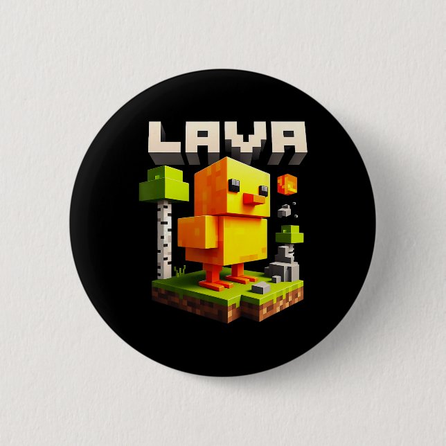 Rolig Pixel Kyckling Gamer Humor Meme  Knapp (Framsida)
