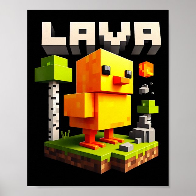 Rolig Pixel Kyckling Spelare Humor Meme  Poster (Framsidan)