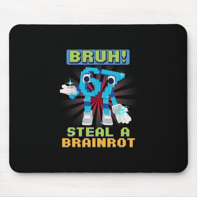 Rolig Pixel Meme Bruh 67 Stjäl En Brainrot  Musmatta (Framsidan)