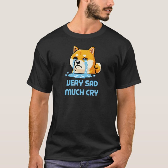 Rolig pixelart Shiba Inu hund meme T Shirt (Framsida)