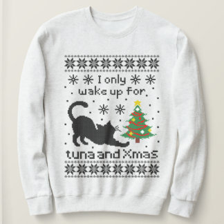 Rolig Pixelstickad Julkatts-Tröja T Shirt