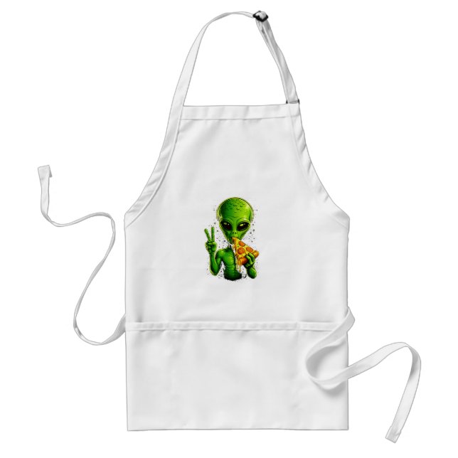 Rolig Pizza Chef Förkläde Alien Pizza Älskare Matl (Framsidan)
