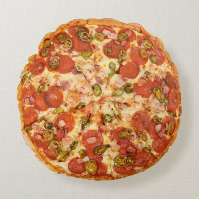 Rolig Pizza för noveltycoolaost grillar partymat Rund Kudde (Framsidan)