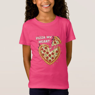Rolig Pizza Mitt Hjärta Puns Söt Valentine Matäl T Shirt