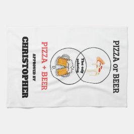 Rolig Pizza och Öl Venn Diagram Anpassningsbar Nam Kökshandduk