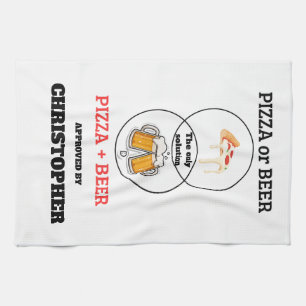 Rolig Pizza och Öl Venn Diagram Anpassningsbar Nam Kökshandduk