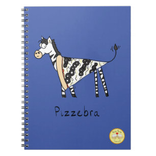 Rolig Pizza Zebra Söt Tecknad Film Barn Anteckningsbok