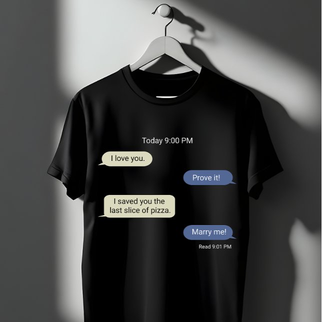 Rolig Pizzakärlek Chatt Design  T Shirt (Skapare uppladdad)