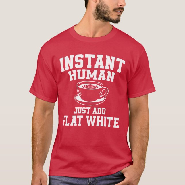 Rolig platt vit morgonkaffe retro t shirt (Framsida)