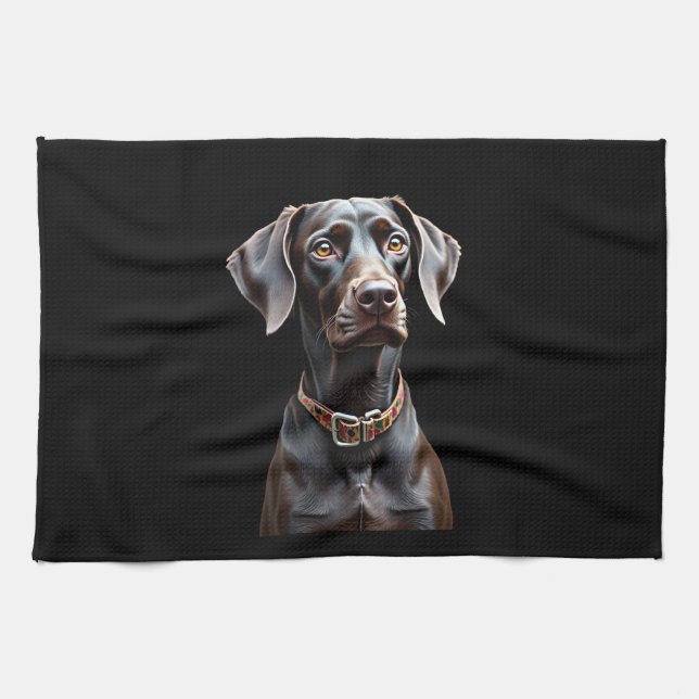 Rolig Pointer Tröja Pointer Mamma Pappa Hundälskar Kökshandduk (Horisontell)