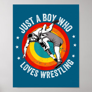 Rolig Pojke Älskar Brottning Rolig Brottare Poster