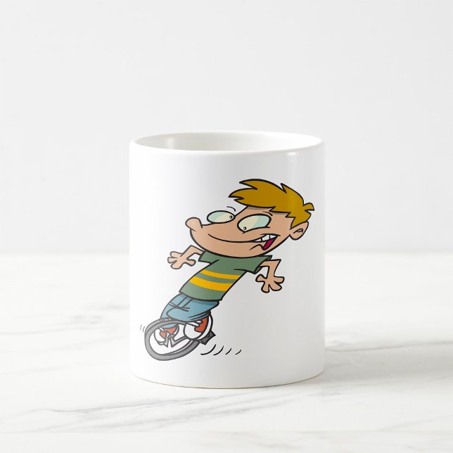 Rolig Pojke Ridning Enhjuling Kaffemugg (Skapare uppladdad)