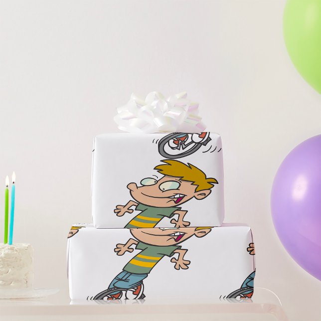 Rolig Pojke Ridning Enhjuling Presentpapper (Skapare uppladdad)