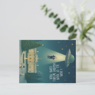 Rolig politisk julingripande UFO-presentkort Helg Vykort