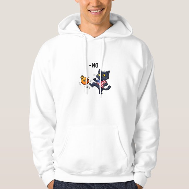 Rolig Politisk Meme Ingen Katt Design Hoodie (Framsida)