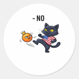 Rolig politisk meme utan kattdesign runt klistermärke